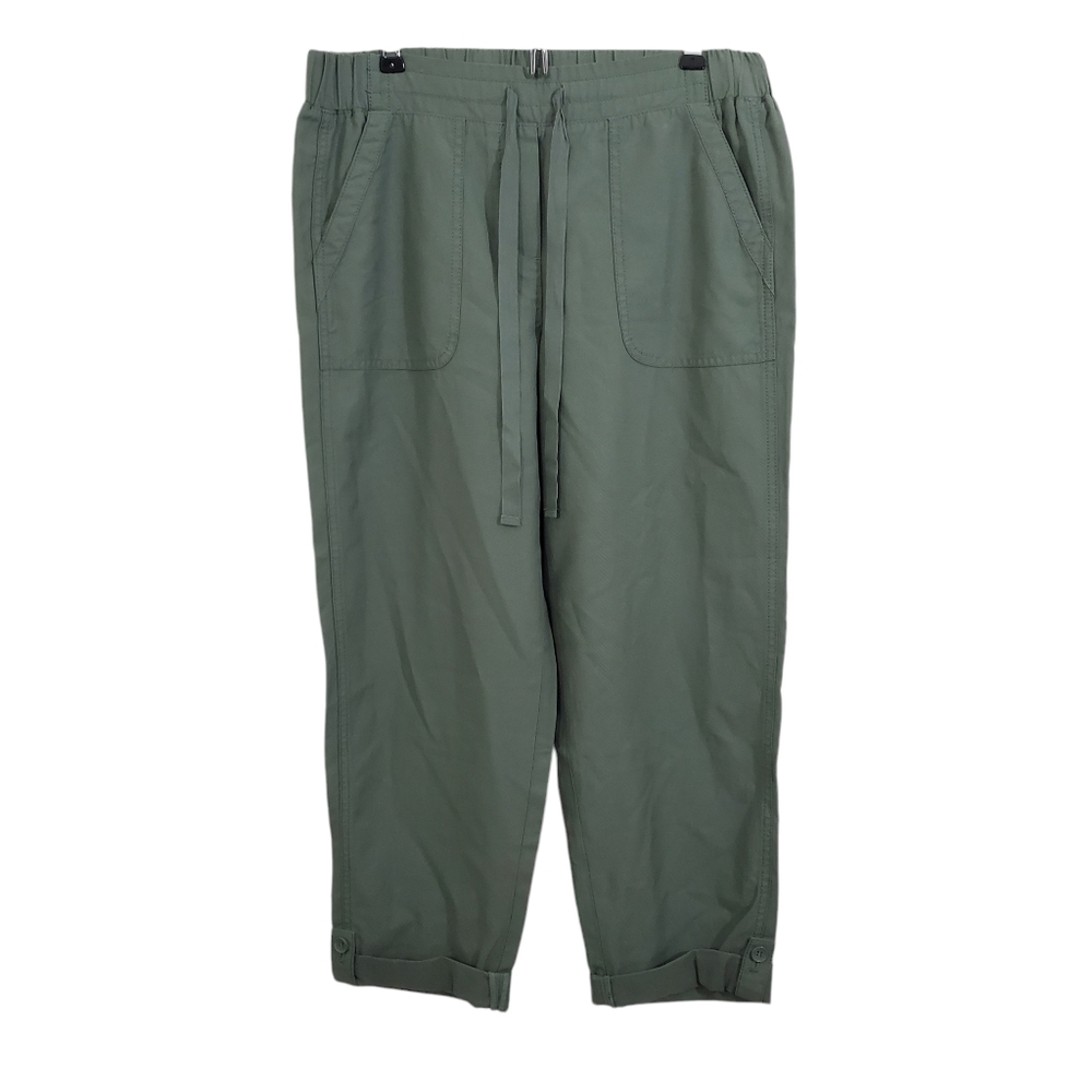 NWT Talbots Pants Cropped Pull On Green Military Utility Size 4